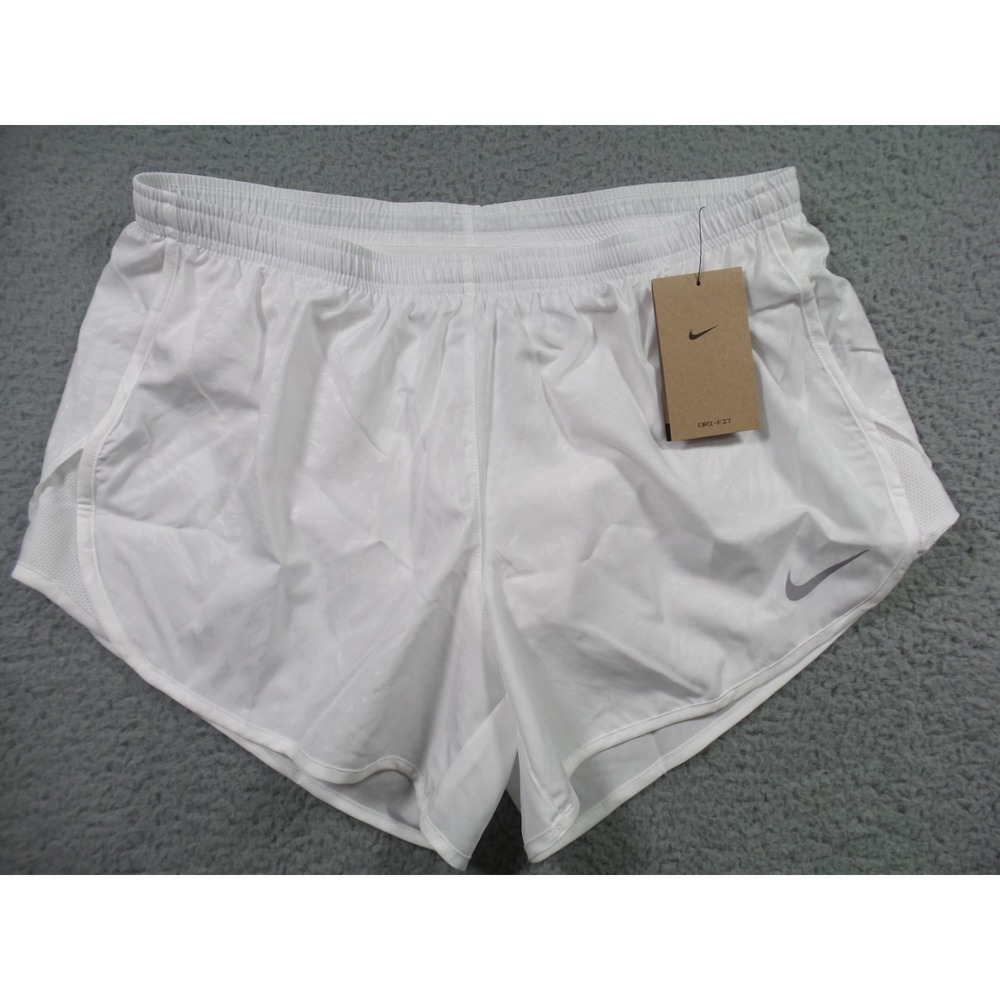 Nike Shorts Womens Size Large White Running Dri-Fit Stretch Tempo Lined NWT